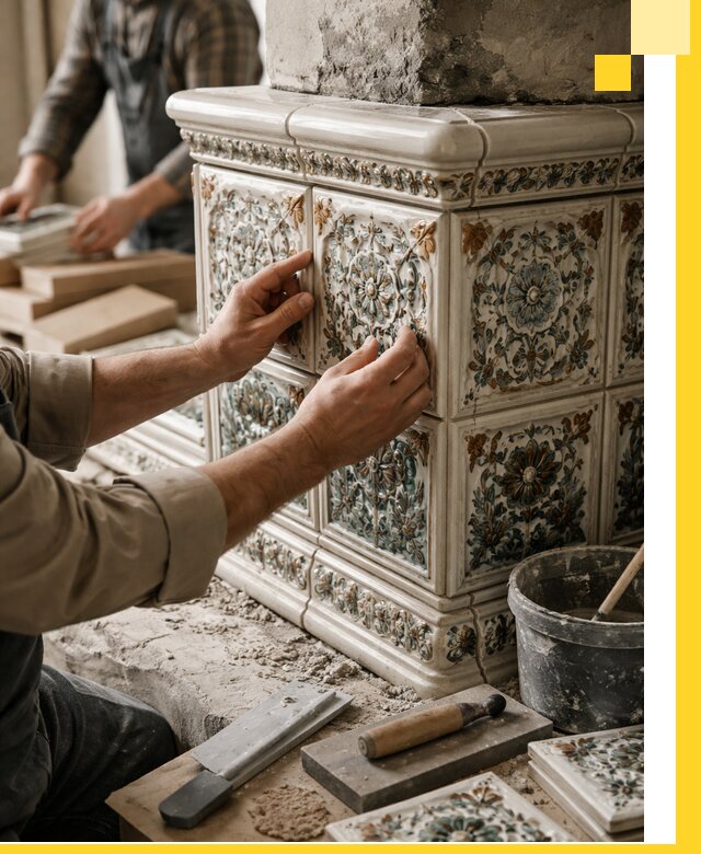 Изразцовые камины под ключ в Киржаче: проект и монтаж