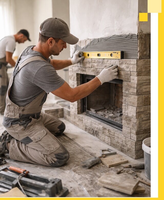 Облицовка каминов в Киржаче, монтаж и отделка натуральным камнем