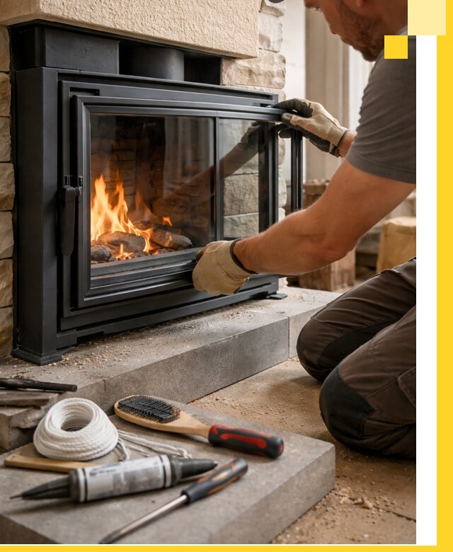 Производство, монтаж и доставка каминов со стеклом в Киржаче