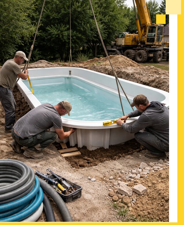 Установка и монтаж композитных бассейнов под ключ в Киржаче