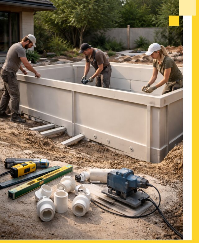 Установка полипропиленовых бассейнов под ключ в Киржаче