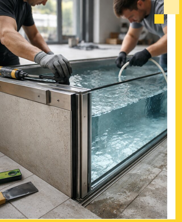 Проектирование и монтаж стеклянных бассейнов в Киржаче