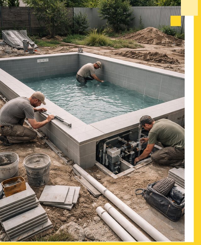 Строительство и монтаж бассейнов для дачи под ключ в Киржаче