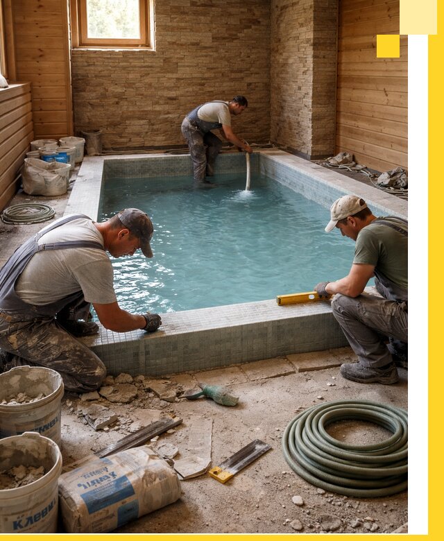 Проектирование и строительство бассейнов для бани в Киржаче