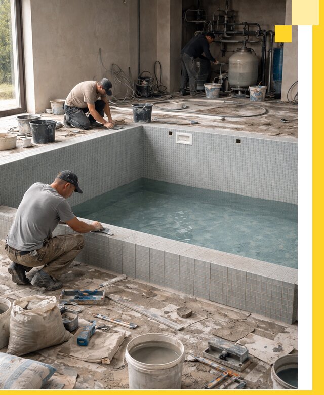 Строительство и монтаж бассейнов в помещении в Киржаче