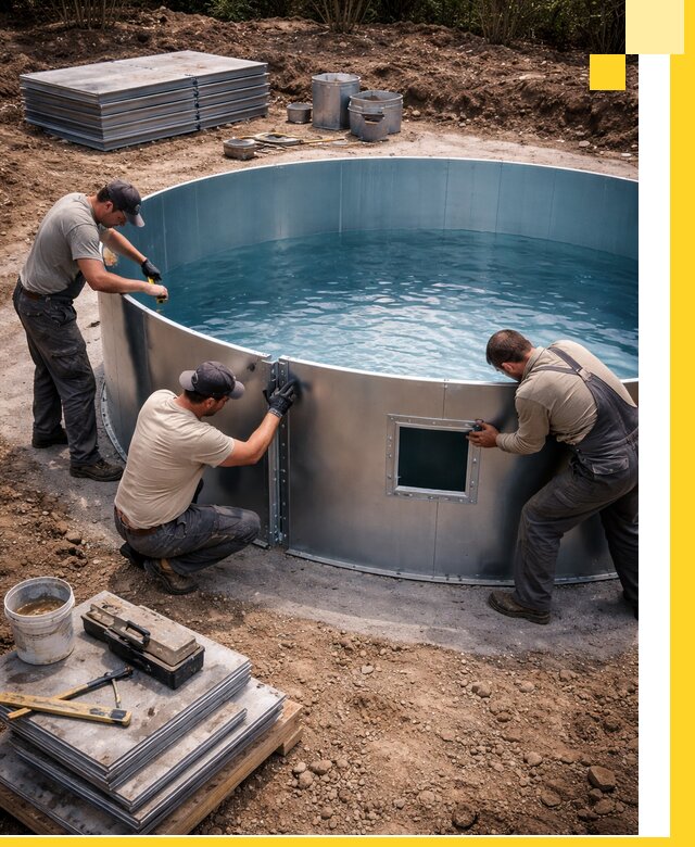 Круглые бассейны под ключ в Киржаче проектирование и монтаж