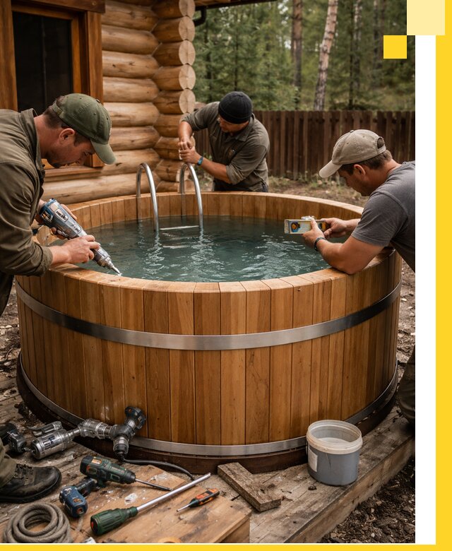 Строительство бань с купелью под ключ и отделкой в Киржаче