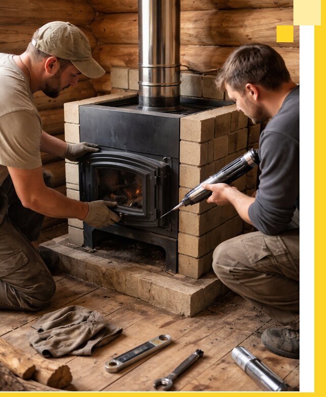 Монтаж и установка печи в бане под ключ с гарантией в Киржаче