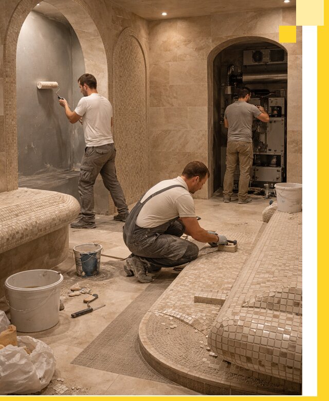 Строительство бани с хамамом и бассейном под ключ в Киржаче