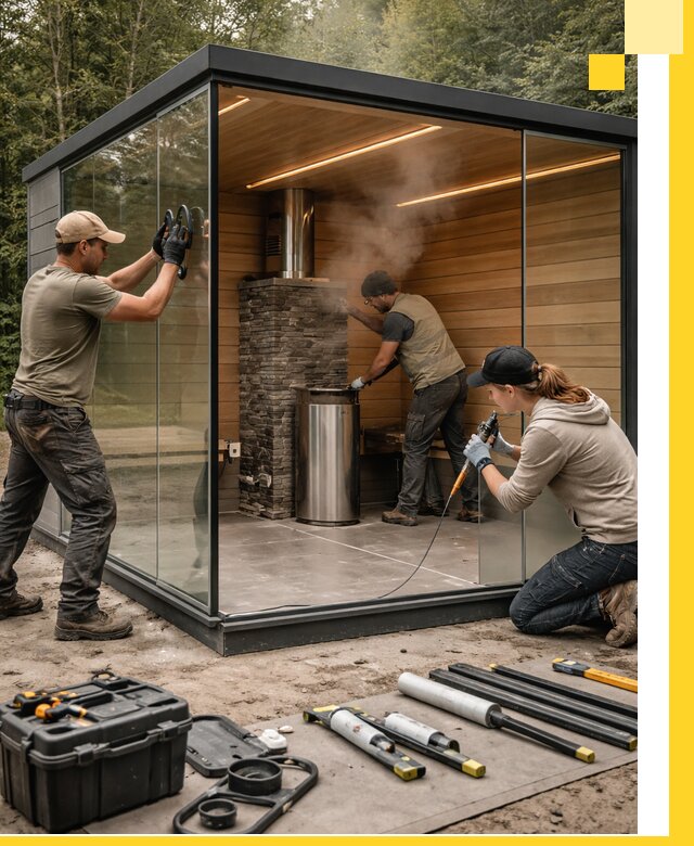 Проектирование и строительство стеклянных бань в Киржаче