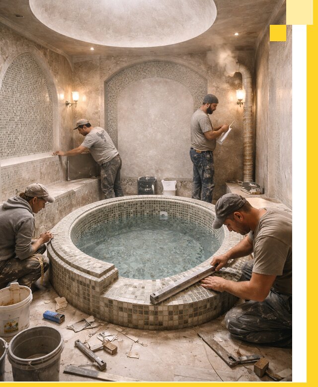 Профессиональное строительство хамама с бассейном в Киржаче под ключ