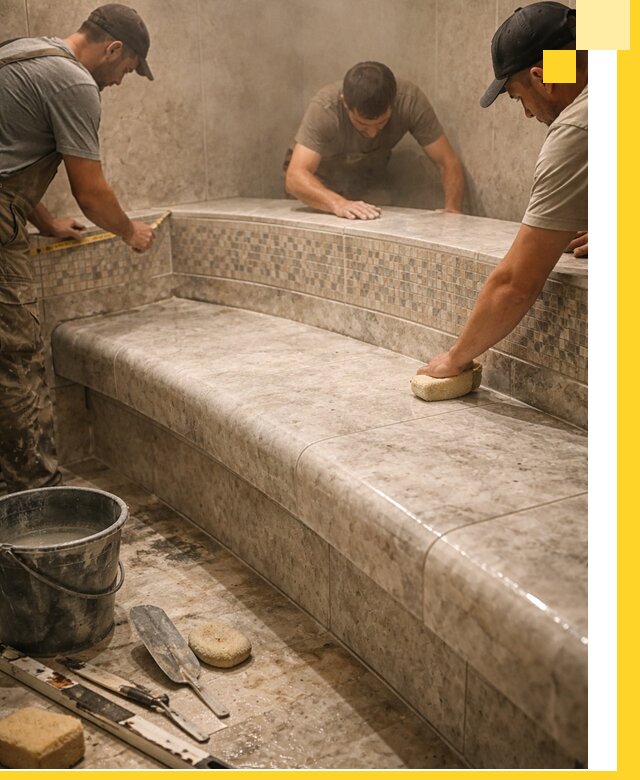 Изготовление и установка сидений для хамама в Киржаче