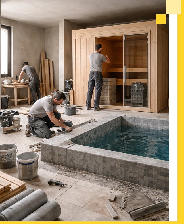 SPA зоны под ключ с бассейном сауной и печью в Киржаче